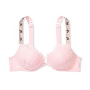 VICTORIA SECRET BOMBSHELL ADD TWO CUPS PUSH UP BRA 38D LACE SHINE STRAP